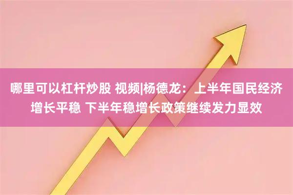哪里可以杠杆炒股 视频|杨德龙：上半年国民经济增长平稳 下半年稳增长政策继续发力显效